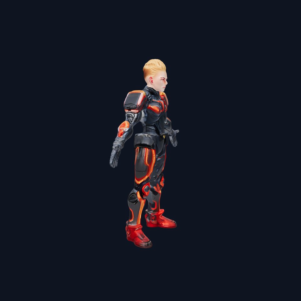 Futuristic Cyber Warrior Rigged and Animated